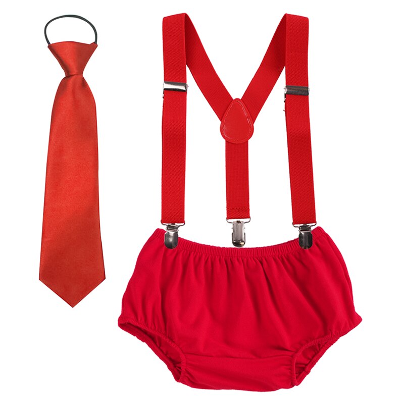 Vêtements pour bébé garçon et fille, tenue de fête d'anniversaire, short à bretelles et cravate, mignon, 3 pièces, pour séance Photo