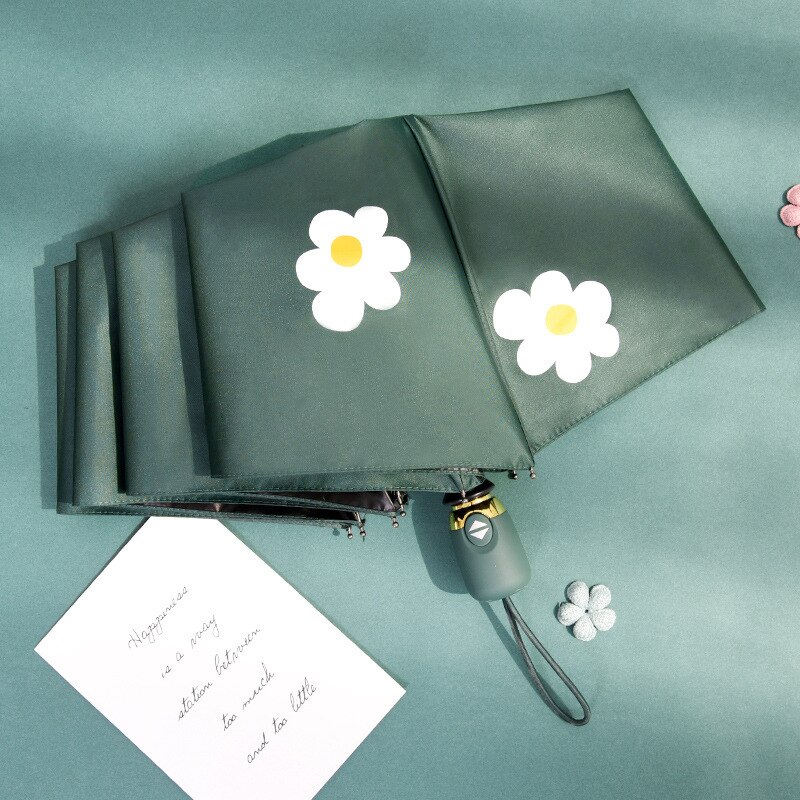 Rain Umbrella Parasol Folding Parasol UV-Protection Rain Or Shine Dual Purpose Umbrella Hipster eye charm san: Automatic Dark Green  Thick Vinyl