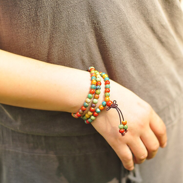6mm Perlen Strang Armbänder für Frauen Keramik Armbinde Kunst Gebet Perlen Böhmischen Chakra Armbinde Zubehör