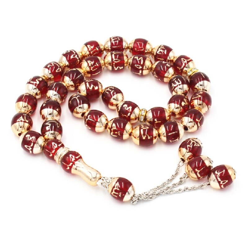 Musulmano Tasbih 33 perline Islam preghiera rosario culto islamico preghiera Misbaha cerimonia religiosa Eid Ramadan regalo: Rosso