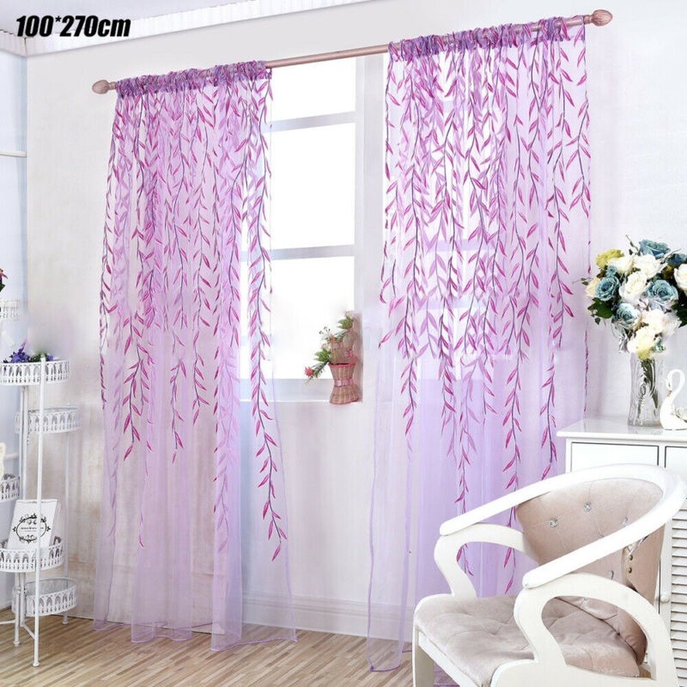 Sheer Voile Curtains Panel Rod Pocket Slot Top Net Wicker Print Window Indoor UK