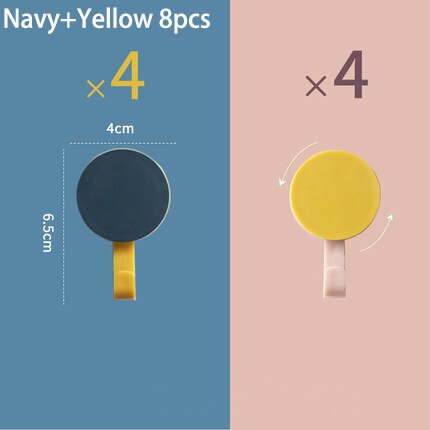 8 kpl/pakkaus pyyhetakki avainliimakoukut kodin sekatuotteiden pidiketelineet ripustuskoukut seinäsäilytyskoukut keittiön kylpyhuoneen seinään: Laivasto keltainen