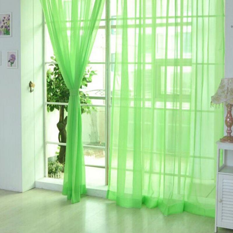 Romantisk soveværelse billig færdig organza barn vinduesgardin til stue bryllup boligindretning: Grøn / 2pc 200 x 100cm