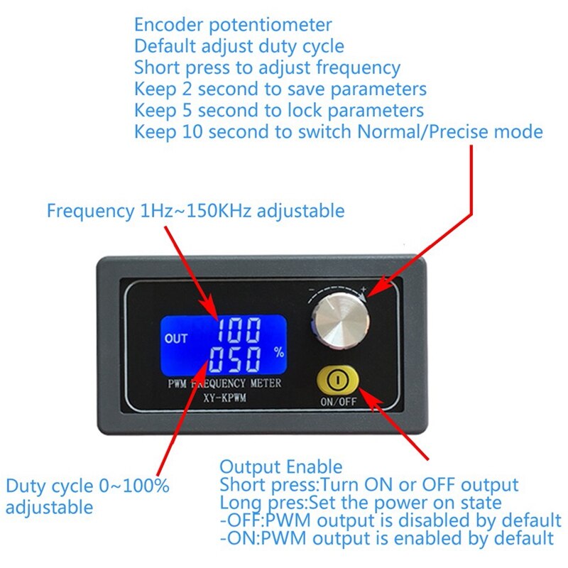 Hho-pwm pulsfrekvens driftcykel justerbar fyrkantig signalgeneratormodul 1hz-150 khz signalgenerator lcd-display