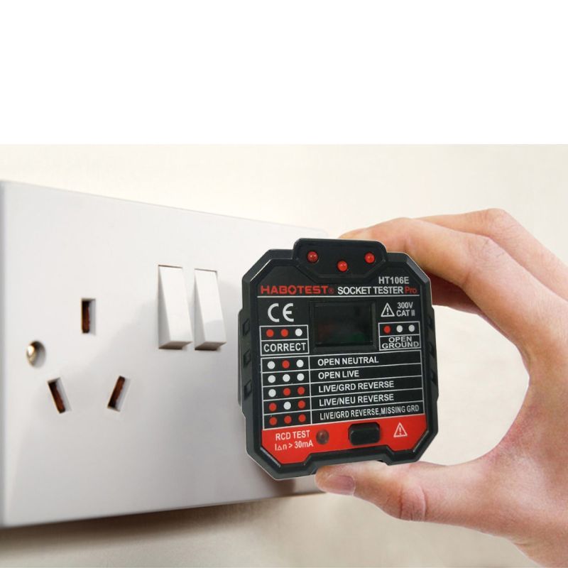 HT106 Digital Display Plug in Socket Voltage Outlet Tester Electric Fault Checker Advanced Circuit Line Wall Plug Finder