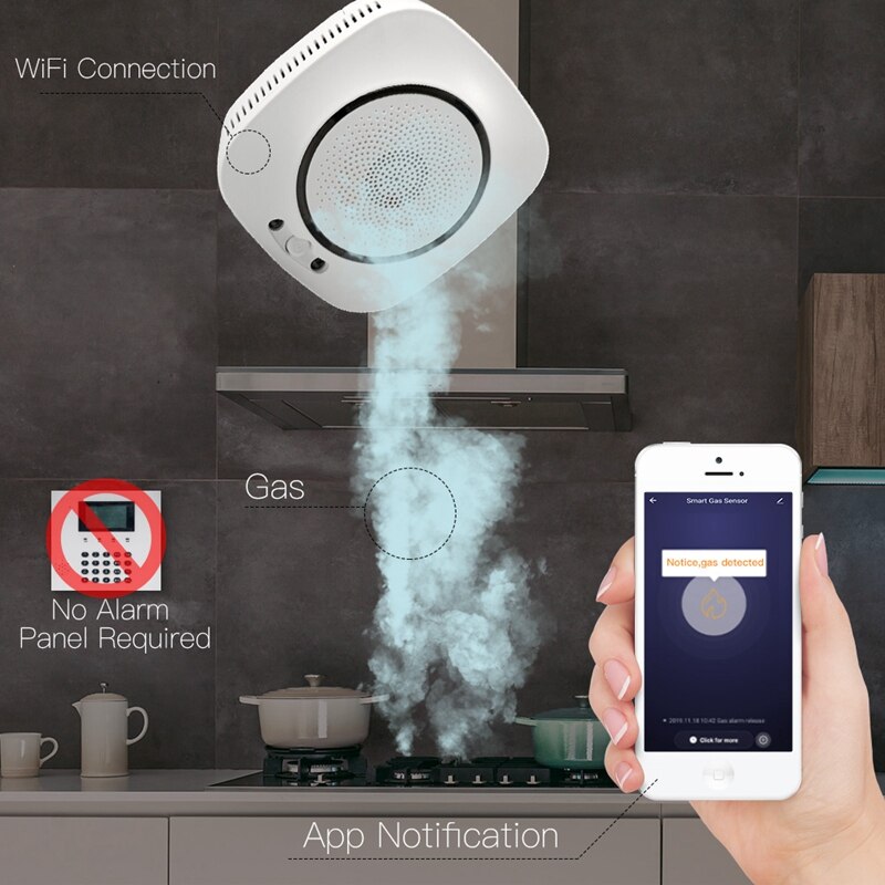 WiFi Smart Gas Leakage Fire Security Detector Gas Combustible Alarm Sensor Smart Life Tuya App Control Home Security System EU P