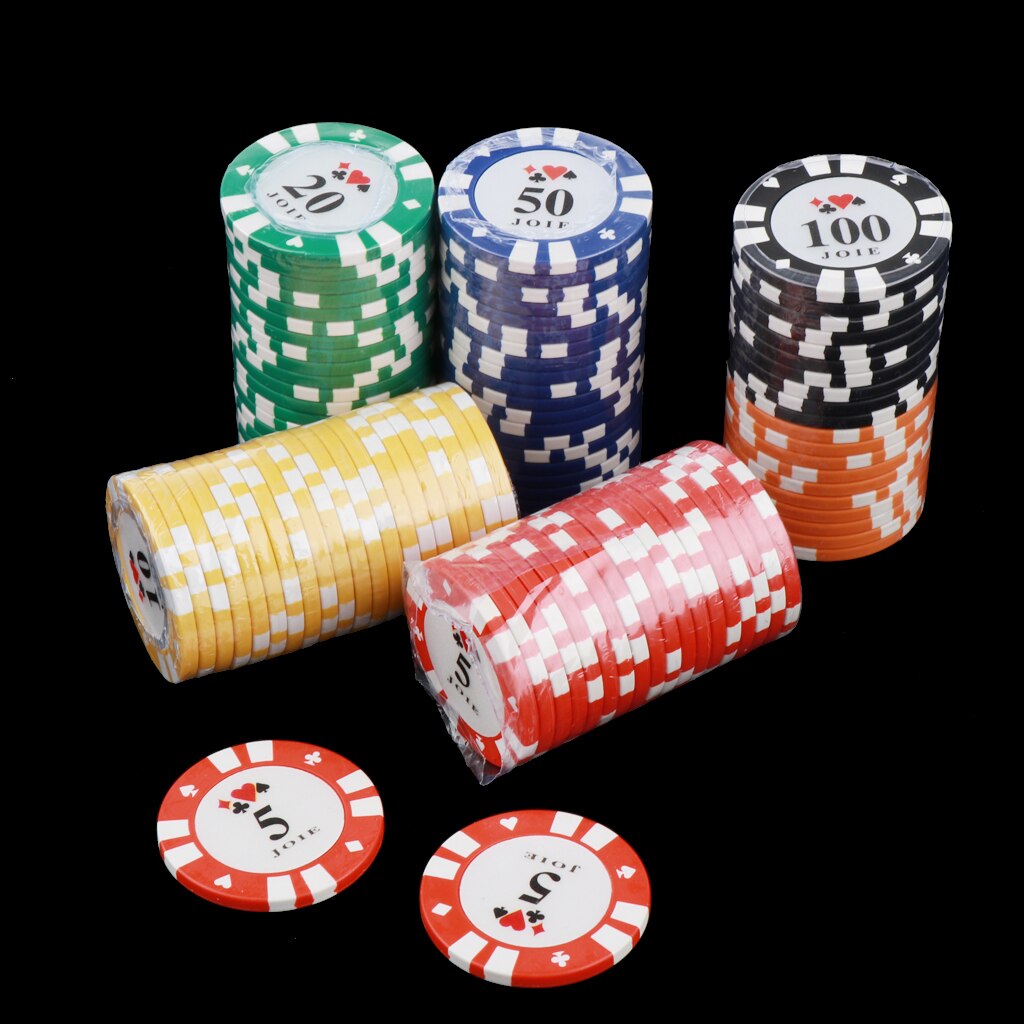 100x Zählen Zähler Poker Chips mit 5,10, 20,50, 100 Stückelung einstellen