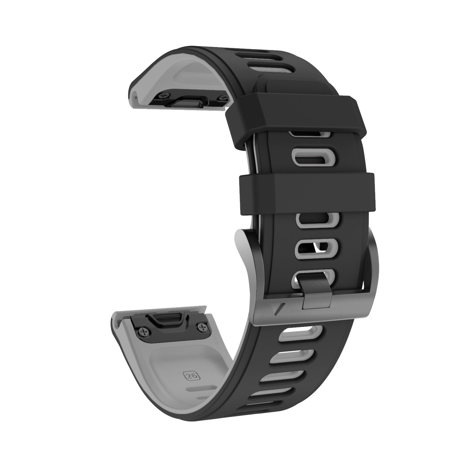 Anbest 26mm silikon klokkerem for fenix 6x 5x sport silikon klokkerem med hurtigreim for fenix 5x 3 3 hr: Svart