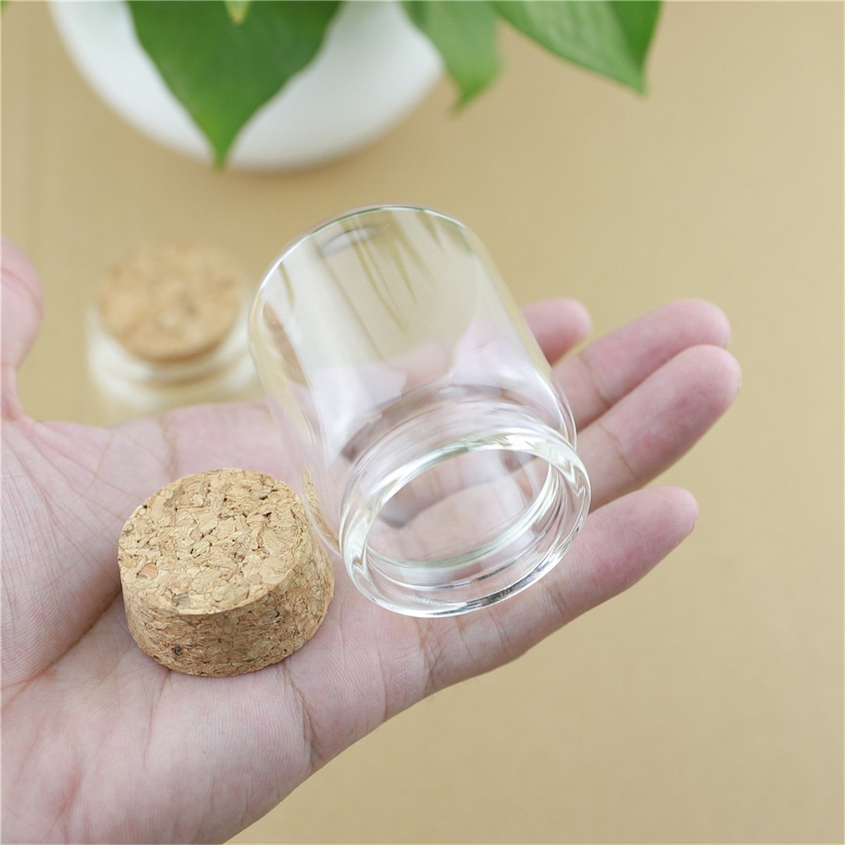 6 Pieces 47*60mm 60ml Glass bottles Corks Test Tube Tiny Storage Candy Containers Small Glass Spice Storage Bottles & jars