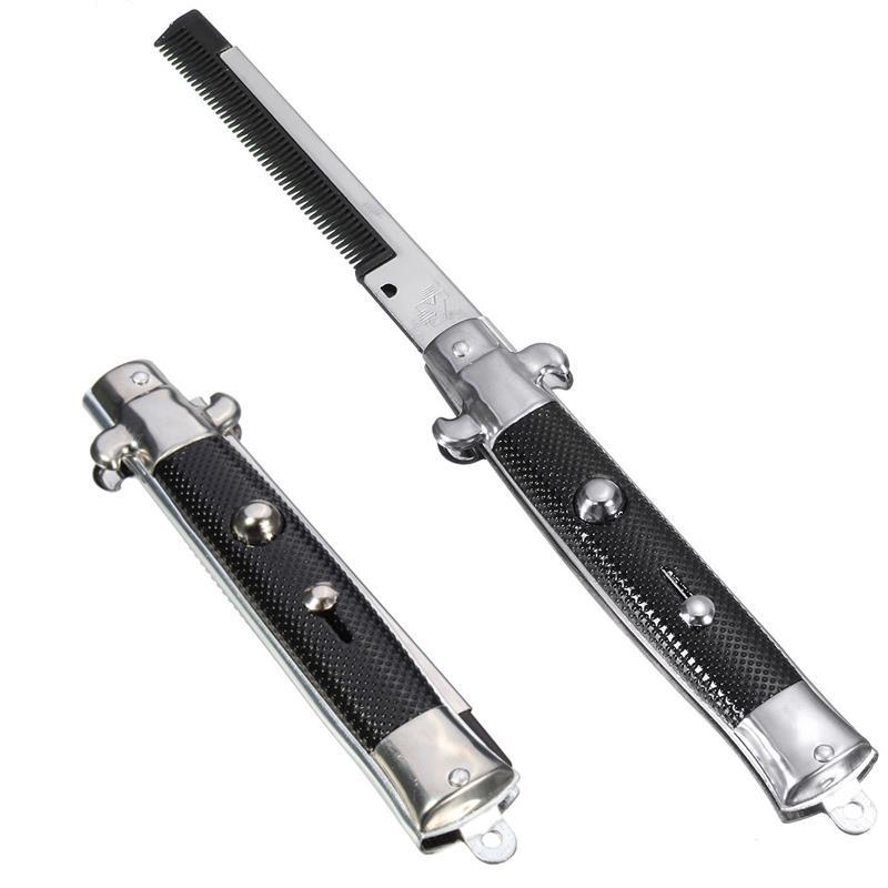 1pc aço inoxidável pente de cabelo beleza dobrável pente de barba pente de cabelo escova ferramentas de estilo de cabelo interruptor pentes para homens estilo de cabelo