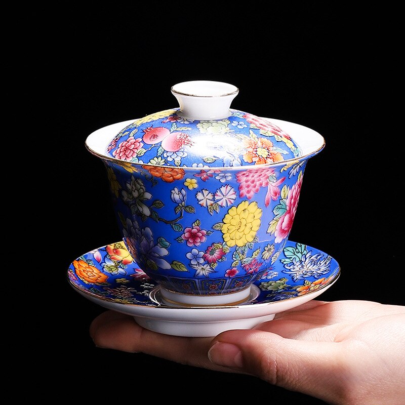 Chinese Gaiwan Traditional Kufung Tea Cup Comprised Of Cup, Saucer And Lid Made Of Fine Bone