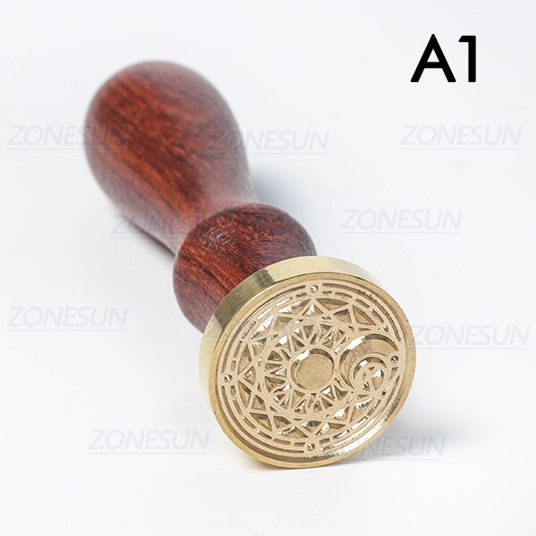 ZONESUN Badge Totem sello con mango de madera para embalaje sobres de cartas paquetes invitaciones de boda: A1
