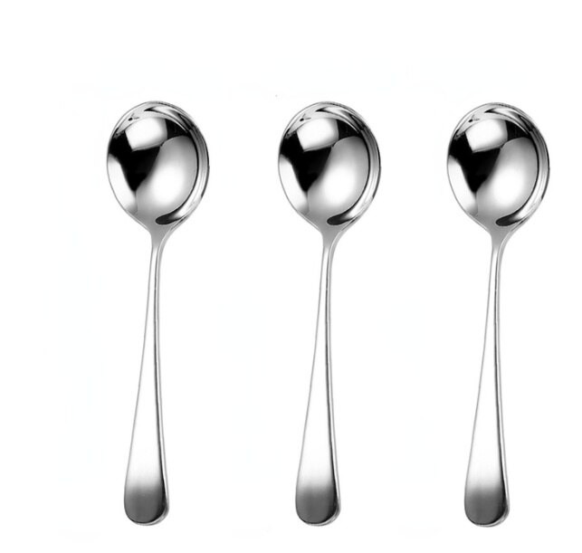 3 PCS Stainless Steel 304 Teaspoons Korean Cute Coffee Spoon Tableware Dinnerware Kitchen Dessert Spoon Serving Set: Sliver