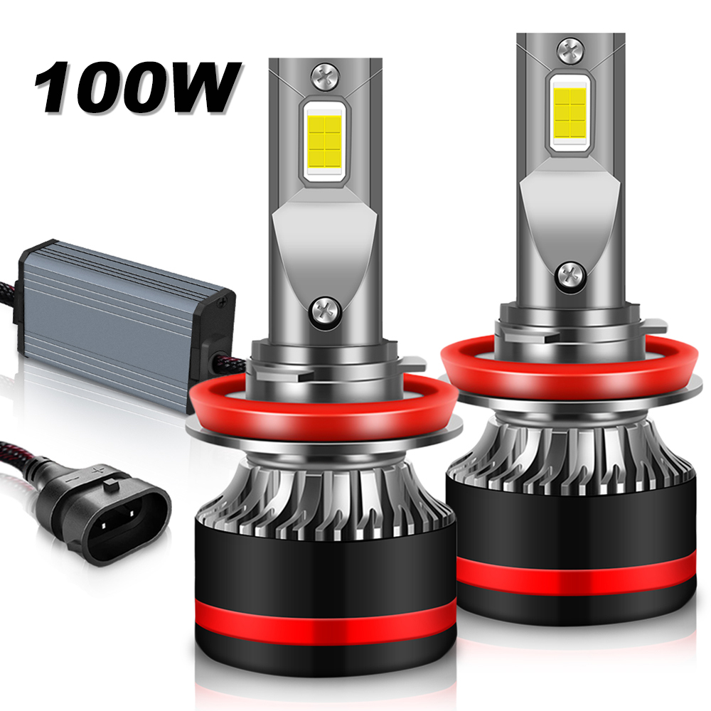 Aslent  h11 h7 led  h1 hb4 hb3 9005 9006 h4 h9 h8 lampe 6000k hvid bilforlygtepære canbus super lys høj effekt