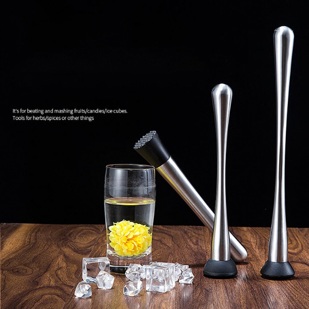 Stainless Steel Wine Mixing Stick Cocktail Muddler Shaker With Crushing Hammer DIY Drink Fruit Muddler Crushed Ice Barware Tool