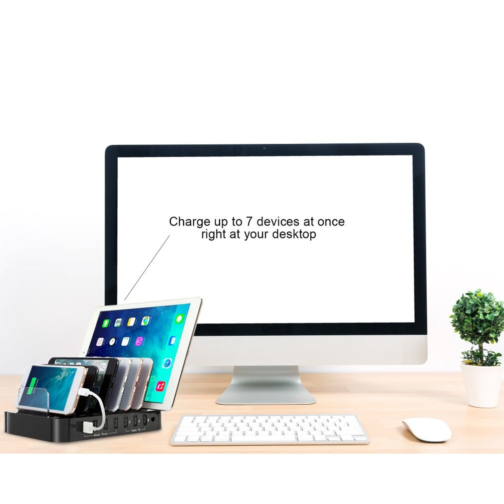 S760 Universal 7-Port USB Charging Station USB Charger Charging Dock With 60W Power Adapter for Tablets Smartphones