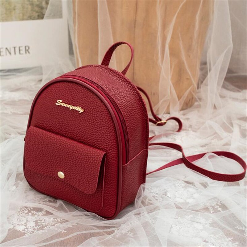 Mini Women Backpack Leather Shoulder Bag For Teenage Girl Multi-Function Small Bagpack Female Phone Pouch