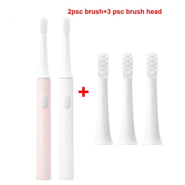 Xiaomi Mijia T100 Sonic Elektrische Tandenborstel Draadloze Usb Oplaadbare Tandenborstel Waterdichte Ultrasone Automatische Tandenborstel: 1pink 1white add 3