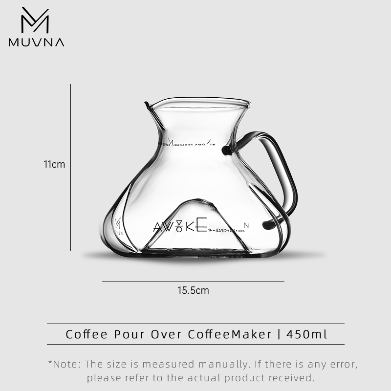 Muqna tornadoglow jarra compartilhamento pote 450ml vidro fermentação café utensílio nível de água display marca fabricante acessórios: Transparente
