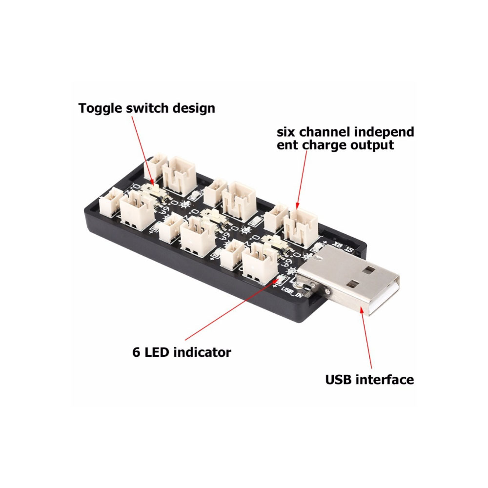 1S Lipo/Lihv Batterij Usb Lader 3.7V/3.8V 4.2V/4.35V 6 Kanaals tiny Whoop Blade Inductrix Micro Jst 1.25 JST-PH 2.0 Mcx Mcpx