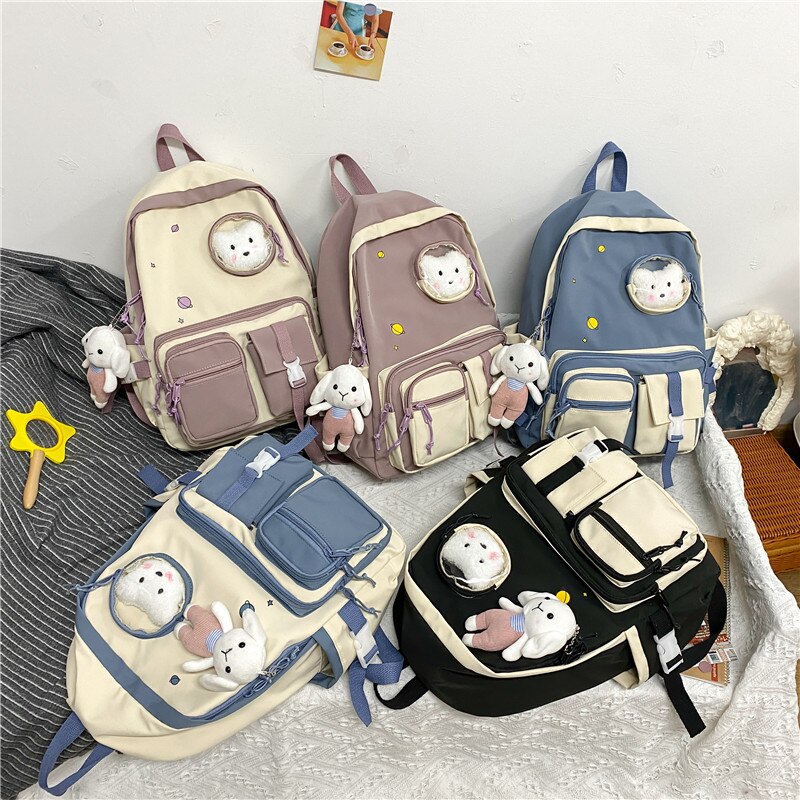 Women Travel Backpack With Cat Waterproof Nylon School Bag for Teenage Girls Boys Casual Student Book Laptop Rucksack Mochila