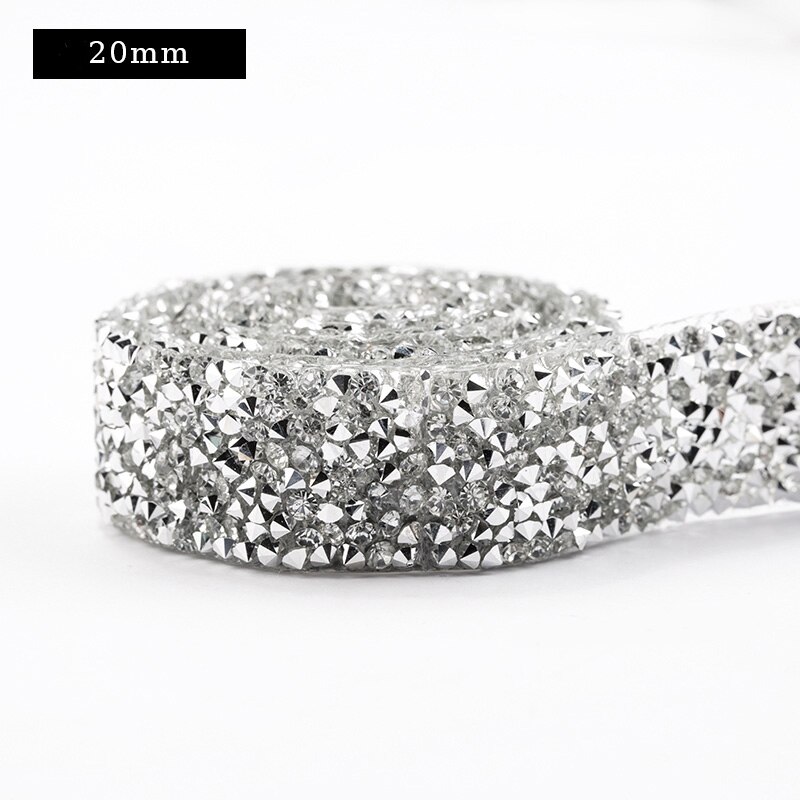 Dżetów wykończenia poprawka 1 stoczni Strass szycia taśmy Rhinestone aplikator wstążka z dżetów żelazko na ubrania akcesoria: 2cm - silver
