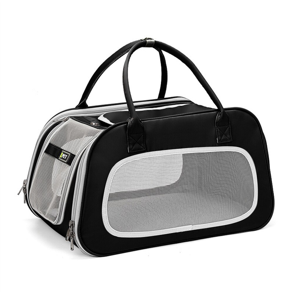 Airline Approved Cat Carrier Breathable Portable Travel Pet Carrier for Cats and Small Dogs Foldable Escape Proof Cat Handbag: black