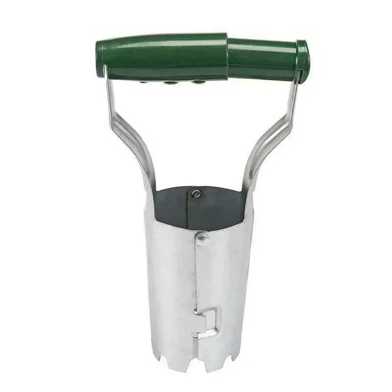 Stainless Steel Seeder Excavator Horticultural Wood Handle Hole Drilling Seedling Transplanting Flower Planting Seedling Planter: Silver
