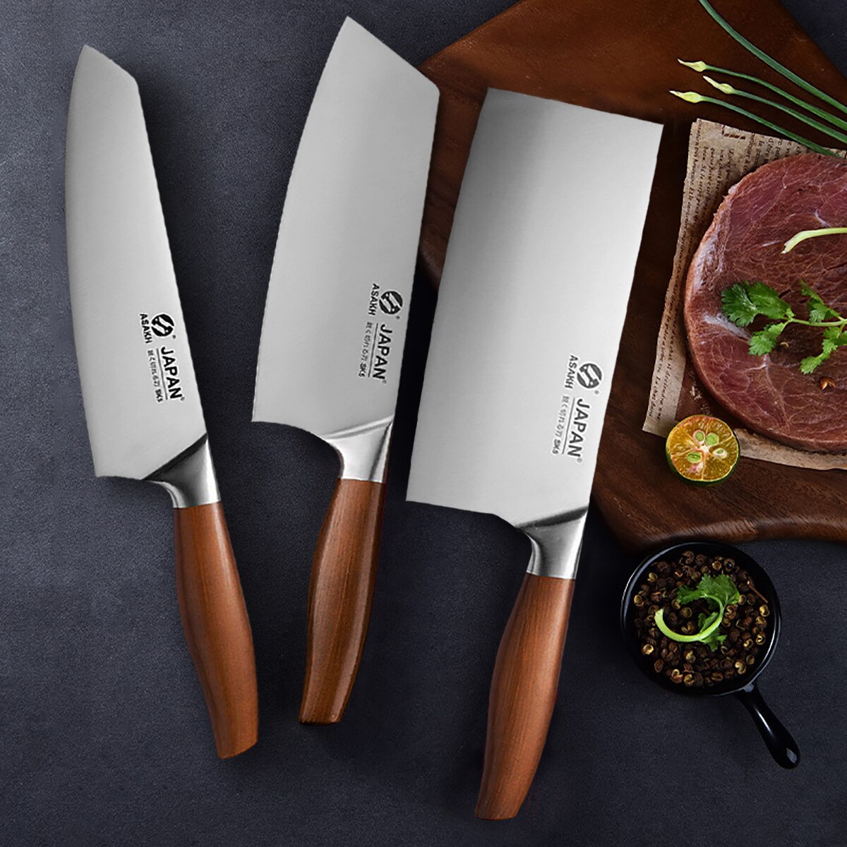 Roestvrij Staal Japanse Keukenmes Hakken Dual-Purpose Koksmes Slagersmes Slagersmes Vlees Cleaver Koken Gereedschap