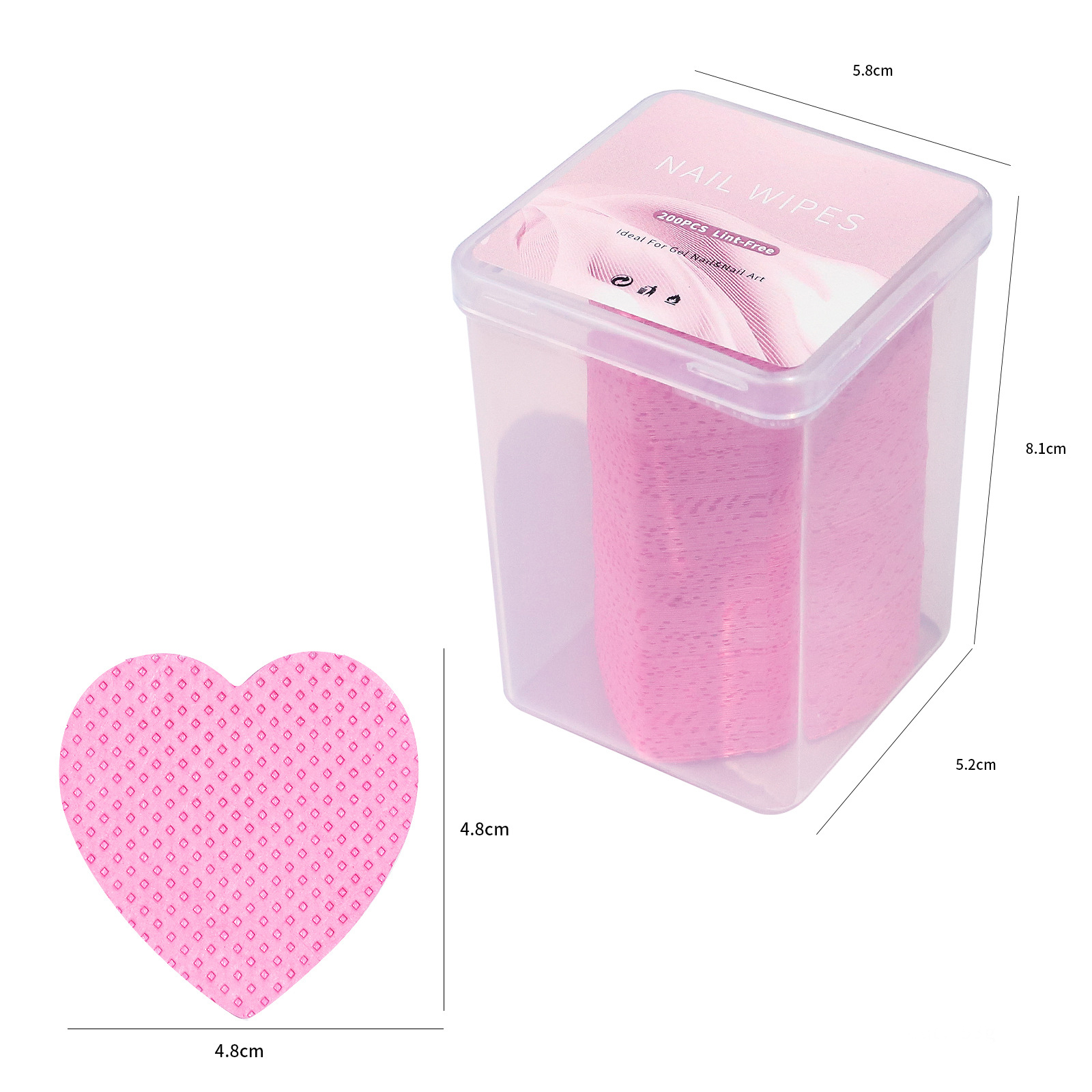 200 Uds. Toallitas para uñas sin pelusa, almohadilla de algodón para quitar esmalte de uñas, herramientas de limpieza de maquillaje de Gel UV con forma de corazón