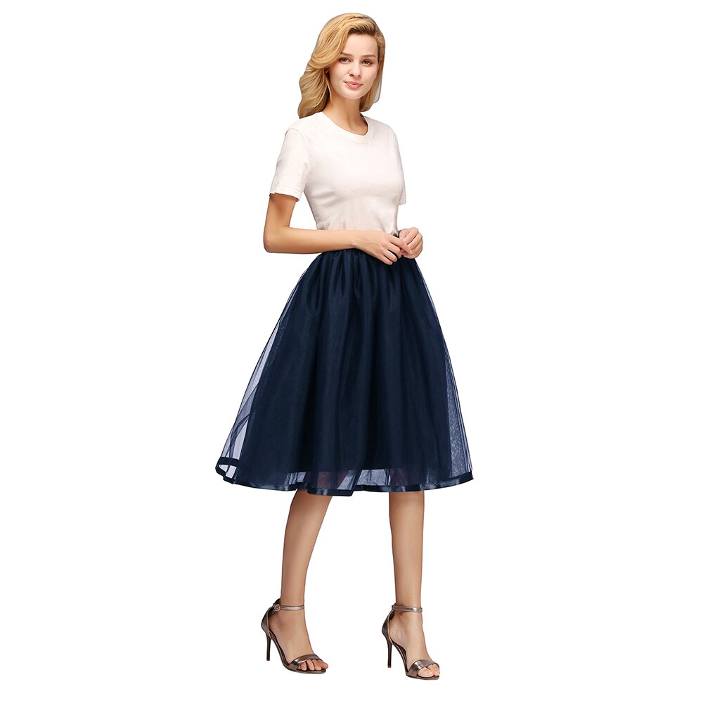 Tüll Kurze Petticoat Hoopless Hochzeit Krinoline Schichten Frau Rock Unterrock Woamn Erwachsene Tutu Rockabilly Braut Zubehör: Navy Blue