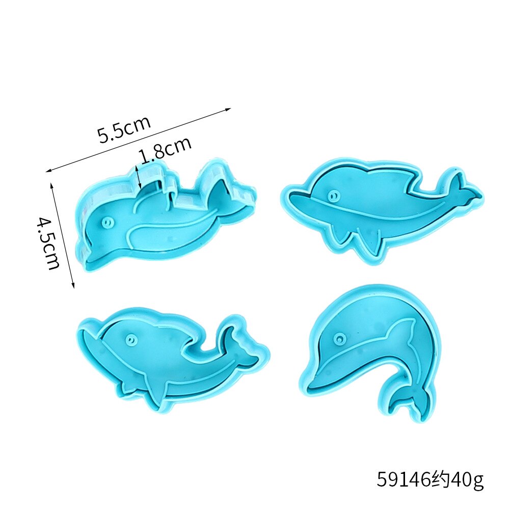Moules à gâteaux d&#39;anniversaire en forme de dauphin, jolis emporte-pièces pour cookies, Biscuits au chocolat, accessoires de cuisson, DIY, 4 pièces