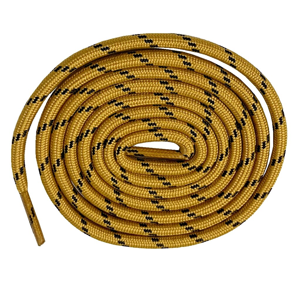 Round Shoe Laces of Polyester Shoelace Strings for Working Hiking Boots 120 - 140 CM: dark yellow black / 120CM