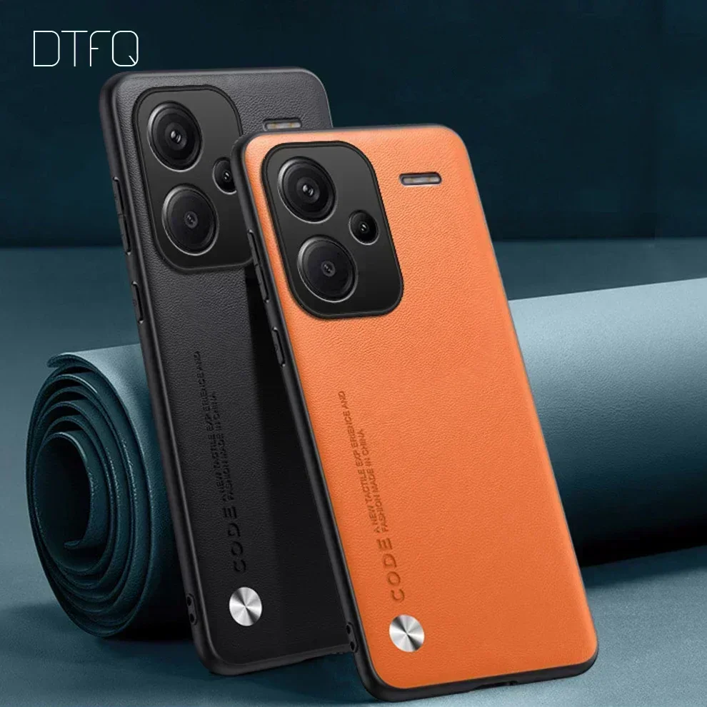 Capa Traseira Anti Choque para Xiaomi, Capa De Couro De Luxo Para Redmi Note 13 Pro Plus
