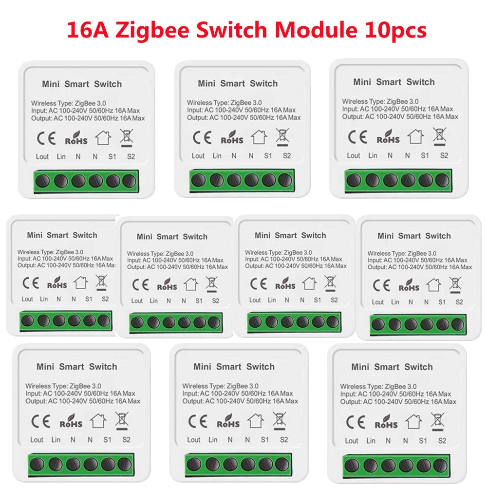 Mini Smart Zigbee Schakelaar 16A Smart Home Automation Module Werkt Met Alexa Google Thuis Slimme Leven App Ondersteunt 2 Manier controle