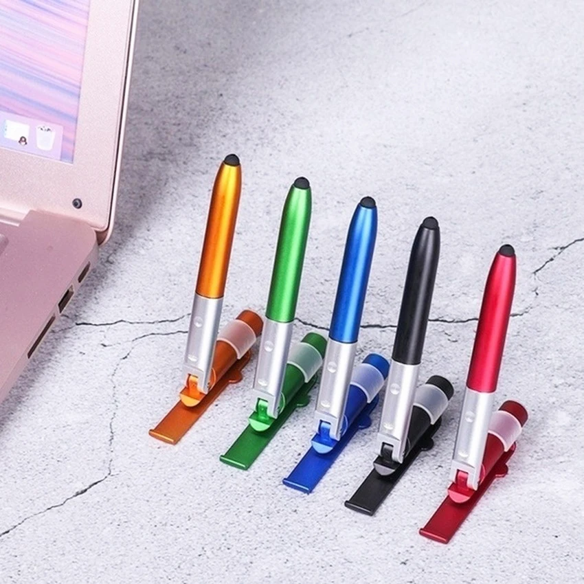 4-in-1-Multifunktions-Kugelschreiber mit LED-Licht, zusammenklappbarer Telefonhalter, Nachtlesen, Schreiben, Bleistift, Büro, Schule, Studenten, Schreibwaren