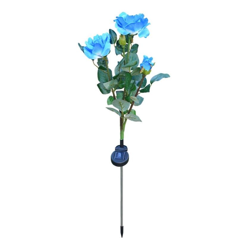 3LED Solar Simulatie Rose Bloem Licht Waterdicht Tuin Landschap Lamp Outdoor Gazon Lamp Thuis Decoratieve Bloem Night Lights: Blue