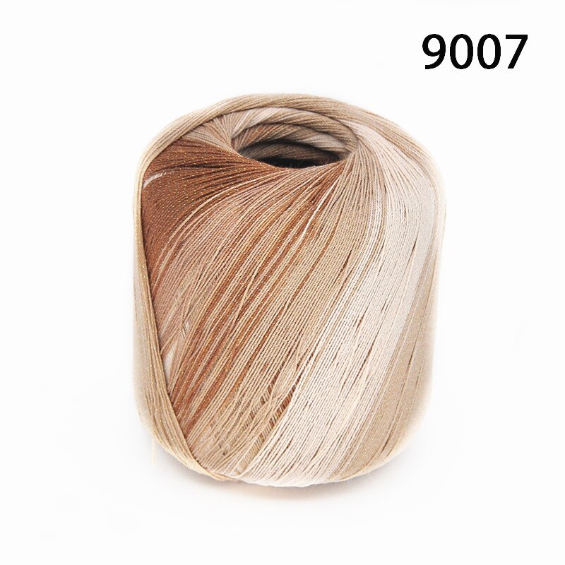 50g/ kugle bomuld metallisk blonder regnbuegarn farverig tynd tråd til hækling strikning  by 1.55mm hæklenåle: 9007