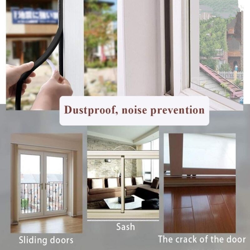 2 Roll Door Window Sealing Strip Weather Stripping Self-Adhesive Soundproof Sponge Foam Insulation Tape Windproof Dustproof Seal