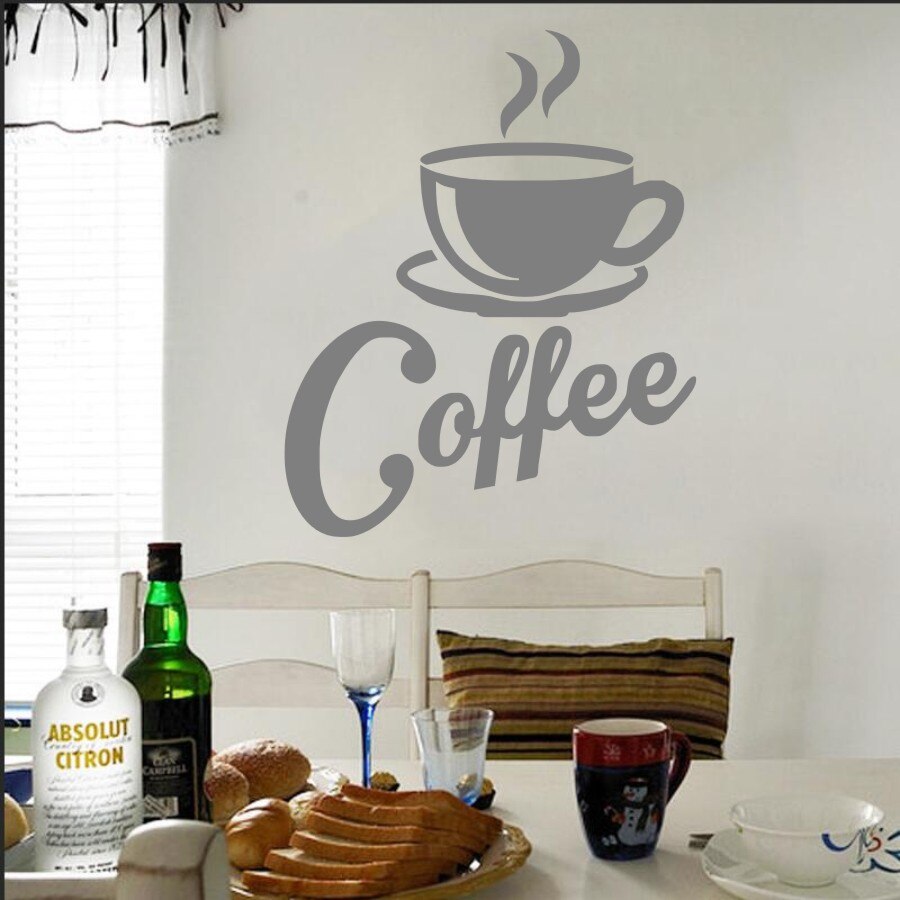 Køkken kaffekrus vægklistermærker vinyl tapet stue cafe kunst hjemmekunst vægmærkater dekorative y -56