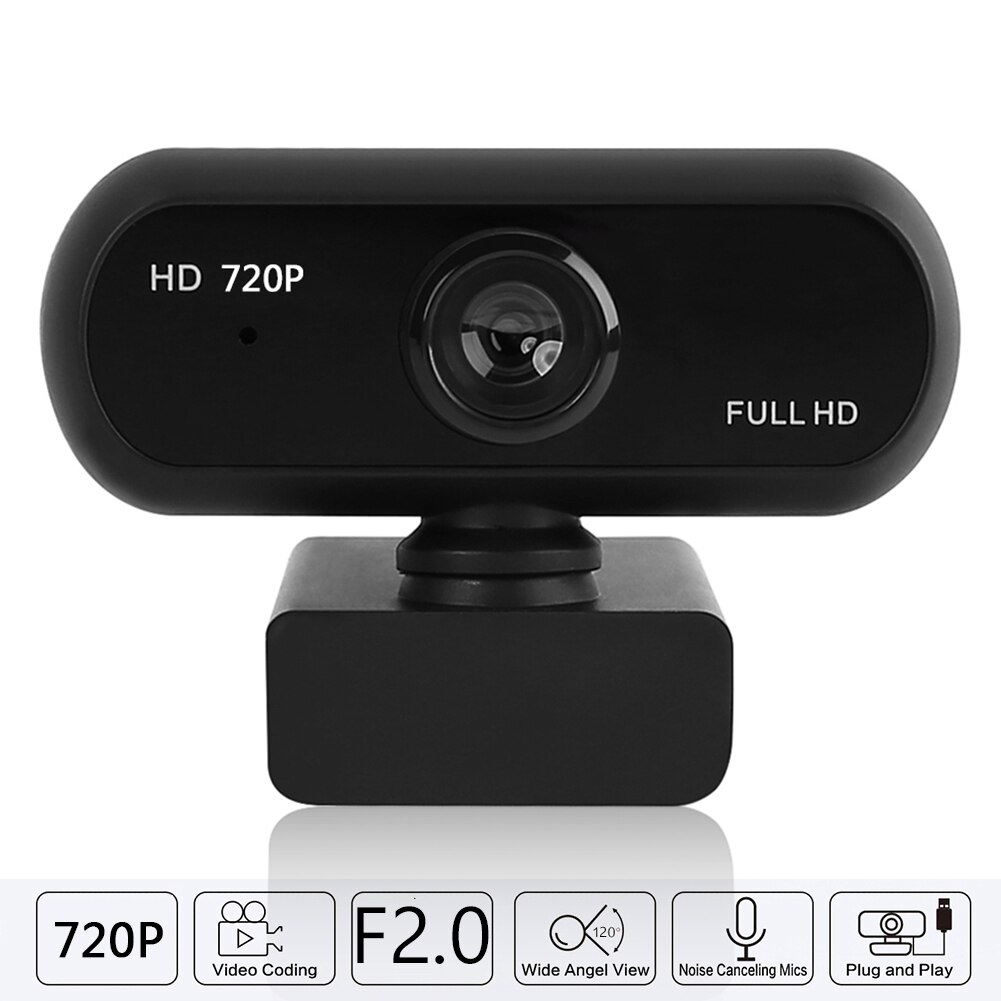 Webcam 720P Full HD Mini Camera Built-in Microphone Rotatable USB 2.0 Plug Web Cam with Micro For PC Computer Mac Laptop Desktop