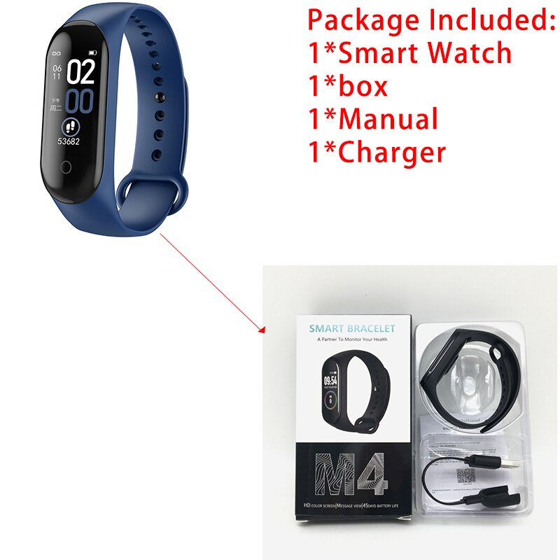 M4 Bracelet intelligent montre podomètre montres Bracelet montre de santé intelligente Bracelet de Fitness Bracelet pression artérielle moniteur de fréquence cardiaque bandes: 02