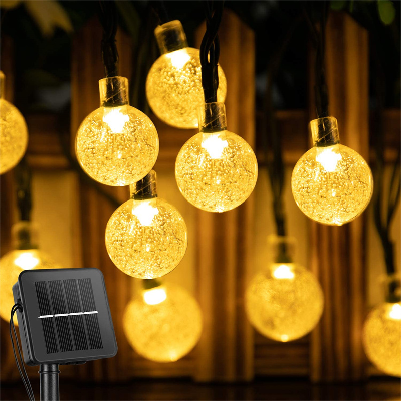 Solcelledrevne lyslenker utendørs  ip65 vanntette 60 led-lys med 8 moduser krystallkule julelys til hage, plen, veranda, dekor, camping: Blå / 71-80w