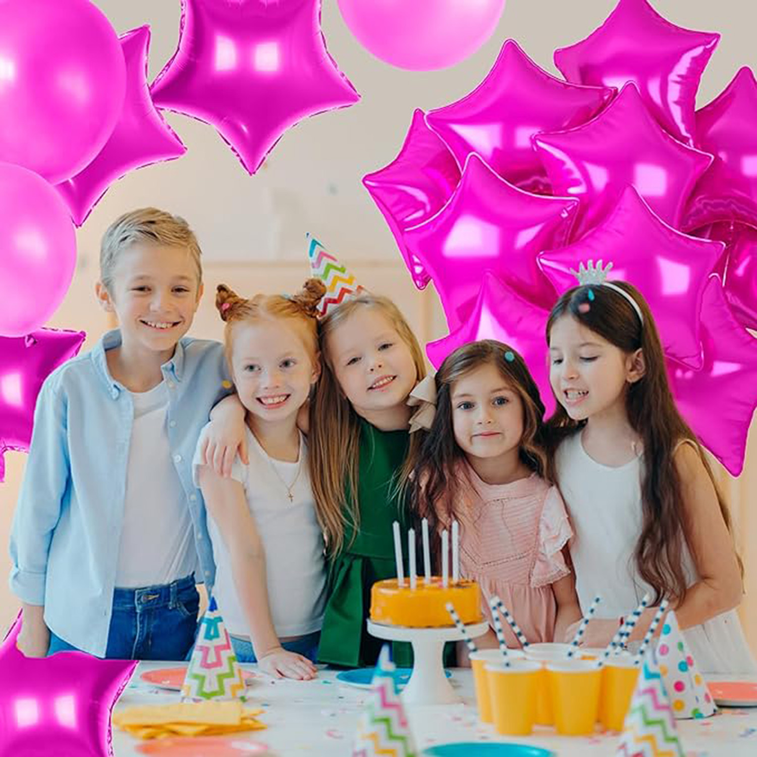 10 Uds. Globos de película de aluminio para decoración de con pentagrama degradado rosa, rojo, verde y azul de 18 pulgadas adecuados para cumpleaños, bodas,