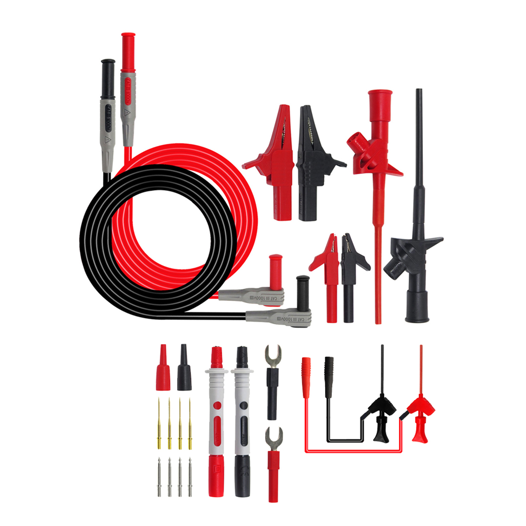 P1300E Vervangbare Multimeter Probe Kits 0.16 ''Banana Plug Alligator Clip Stok Rood En Zwart