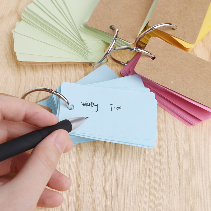 5Pcs/Pack Kraft Paper Binder Ring Easy Flip Flash Cards Study Memo Pads DIY Stationery