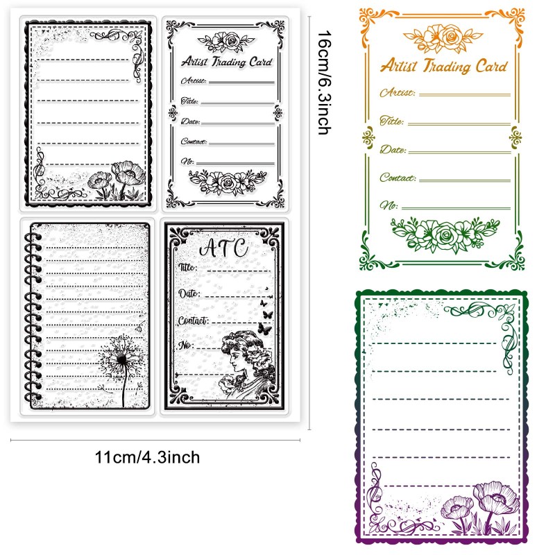 1 ark genomskinlig stämpel, anteckningsblocksstämpel, silikonstämpelset, 5 st silikonmallar för anteckningsblock och 12 st markörer för anteckningsblocks-gör-det-själv: Beige