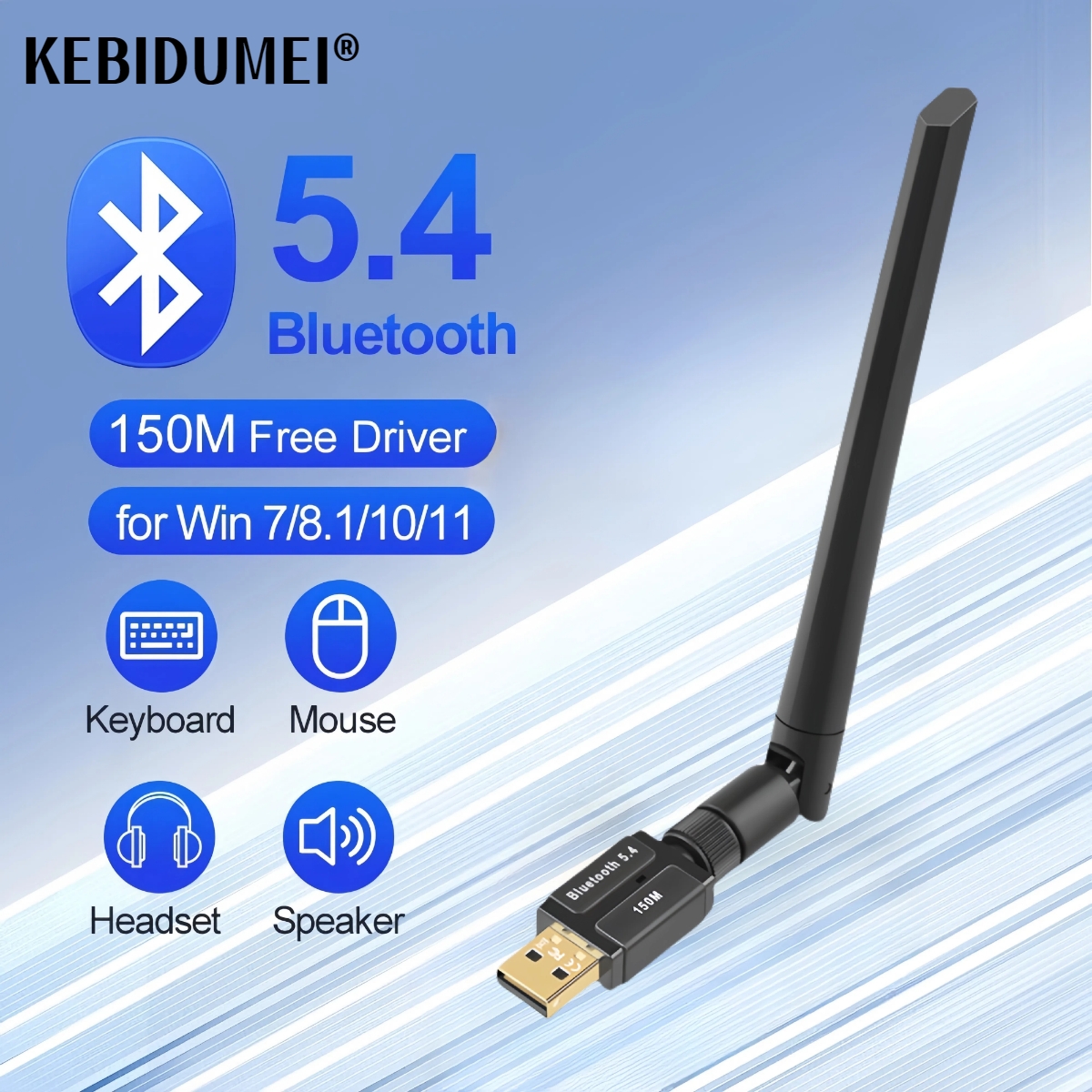 150M Bluetooth 5.4 Ontvanger Zender Gratis Driver USB Bluetooth Adapter voor PC Windows 11/10/8.1 muis Toetsenbord Audio Dongle