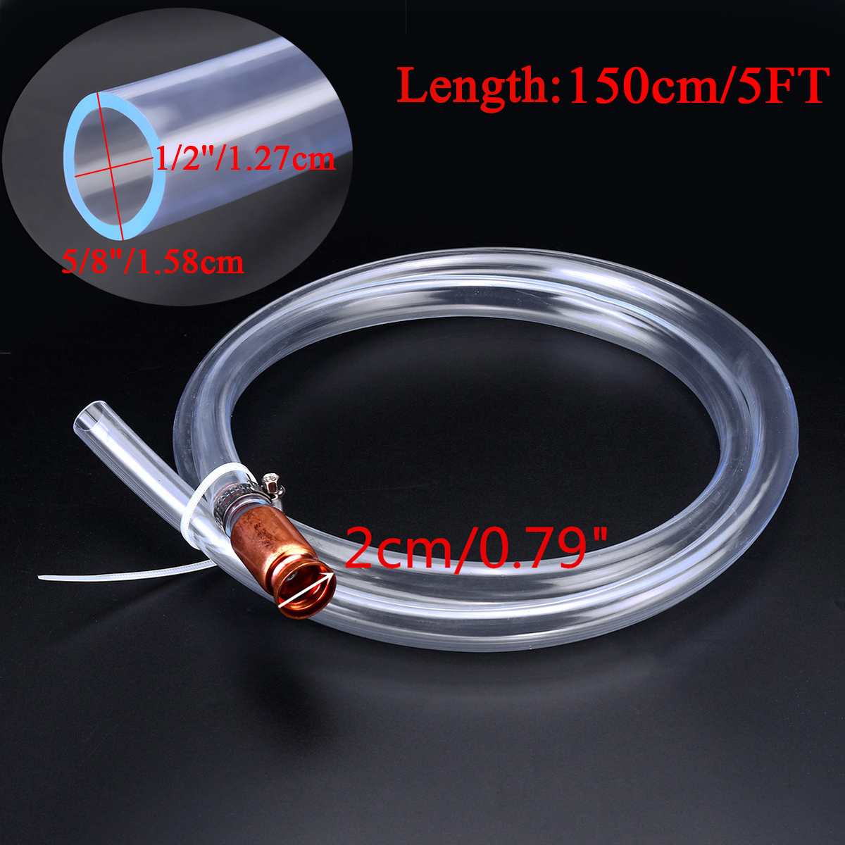 Portable 5/6Ft Self Priming Syphon Pump Hose Liquid Water Fuel Oil Petrol Gasoline Transfer Tube Self Shaker Siphon Safety Pump: 5Ft 150cm