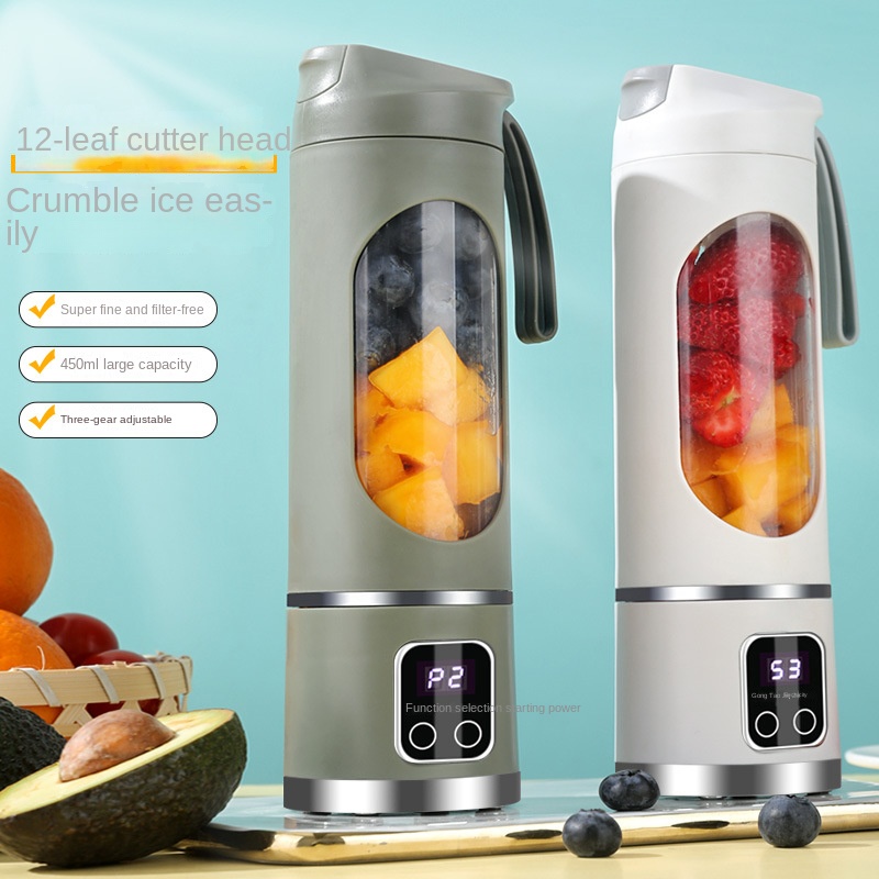 Máquina mezcladora doméstica, licuadora portátil, exprimidor eléctrico triturado con 3 velocidades, 450ML, gran capacidad, pantalla Digital, taza de jugo
